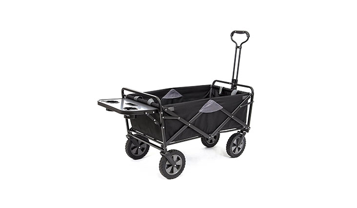 Mac Sports Collapsible Folding Outdoor Utility Wagon (Wagon with Side Table, Black)