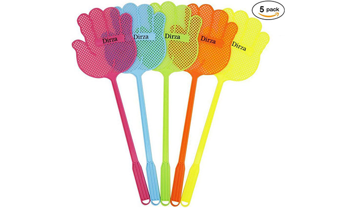 Dirza Fly Swatter Manual Swat Pest Control - Long Handle - More thicker Weight up to 1.09 OZs/One -Durable - Colorful Pack of 5