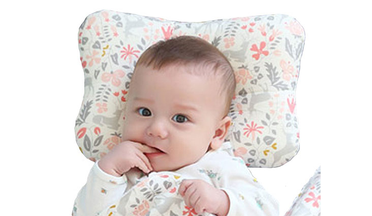 Baby Pillow For Newborn Breathable 3-Dimentional Air Mesh Organic Cotton, Protection for Flat Head Syndrome Bambi Pink