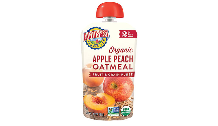 Earth's Best Organic Stage 2, Apple, Peach, Oatmeal,Fruit and grain 4.2 Ounce Pouch (Pack of 12) (Packaging May Vary)