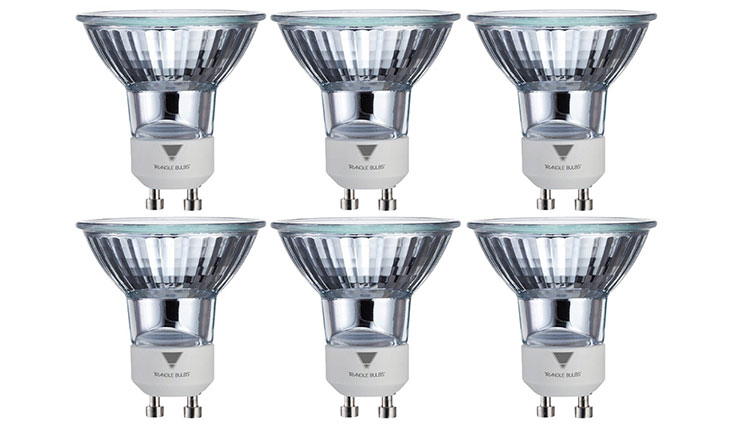 Triangle Bulbs T10293-6 (6 pack) - 50 Watt, GU10 Base, 120 Volt, MR16 With UV Glass Cover, Halogen Flood Light Bulb, Q50MR16/FL/GU10, 6 Pack