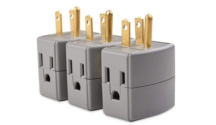 3-Outlet Grounded Cube Wall Tap