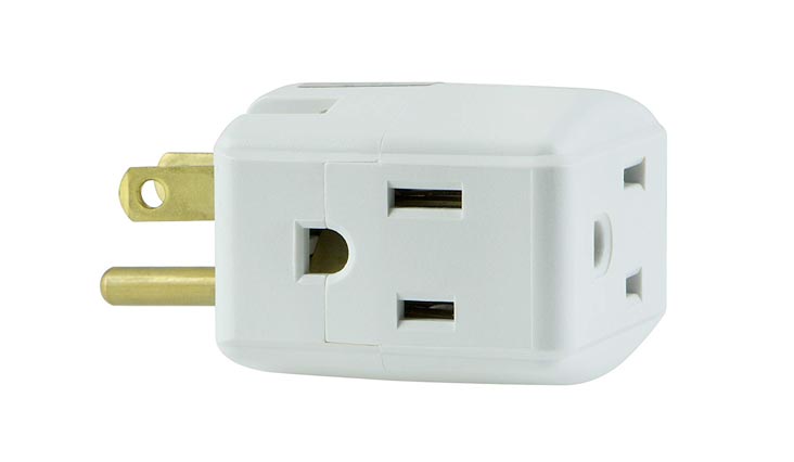 GE Grounded 3-Outlet Tap, Travel Adapters