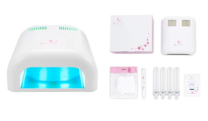 Nail Dryer, USpicy MACARON 36W Nail Dryer UV Lamp/Light Upgraded with Sliding Tray & Timer Setting, SPA Equipment + FREE USpicy Highly UV Protective Gloves