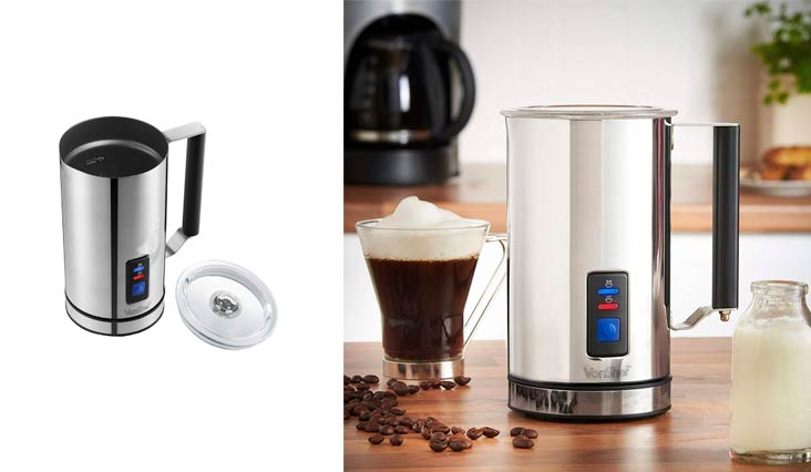 VonShef Electric Milk Frother, Warmer and Cappuccino Maker, Cordless, 360 Degrees Swivel Base, Stylish Design