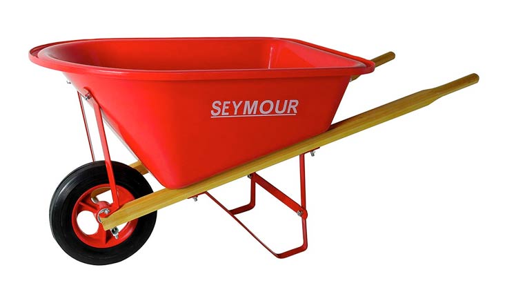 Seymour WB-JRB Children's Hight Density Poly Tray Wheelbarrow with Steel Wheel and Solid Rubber Tire, Boxed