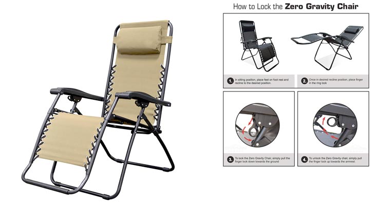 Caravan Sports Infinity Zero Gravity Chair, Beige