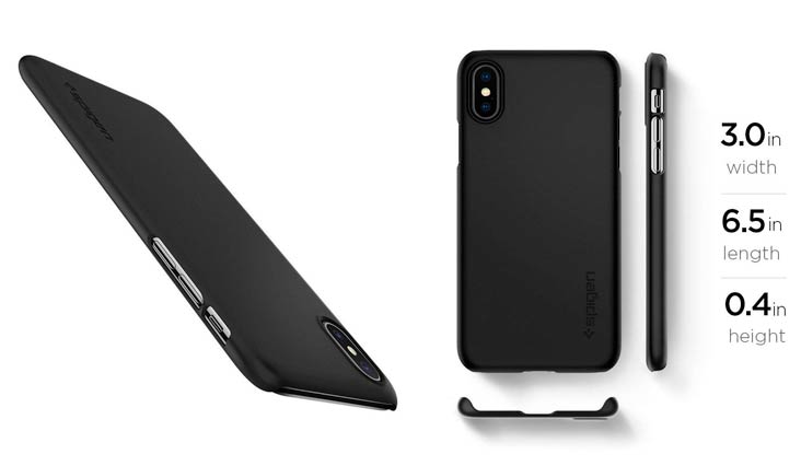 Spigen Thin Fit iPhone X Case with SF Coated Non Slip Matte Surface for Excellent Grip and QNMP Compatible for Apple iPhone X (2017) - Matte Black