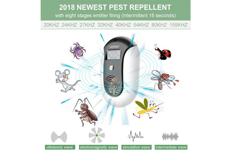 UERMEI Ultrasonic Pest Repellent 2018 Upgraded,Pest Control Repeller Plug in (Black),Pest Repellent Indoor&Outdoor Variable Frequency Electronic Control for Wasp Squirrel Roach Rodent Bedbug